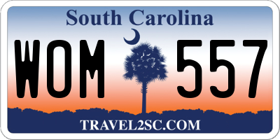 SC license plate WOM557