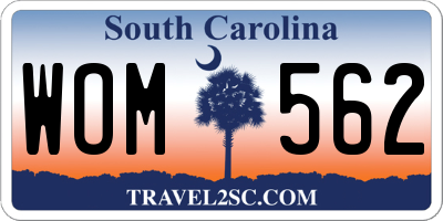 SC license plate WOM562