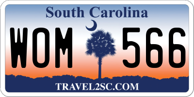 SC license plate WOM566