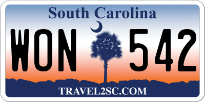 SC license plate WON542