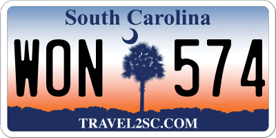 SC license plate WON574