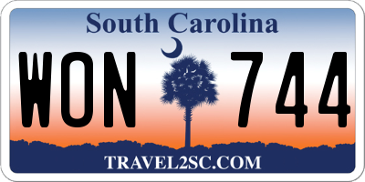 SC license plate WON744
