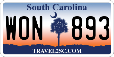 SC license plate WON893