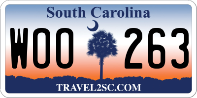 SC license plate WOO263