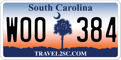 SC license plate WOO384