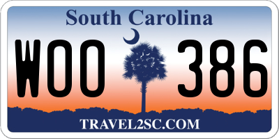 SC license plate WOO386