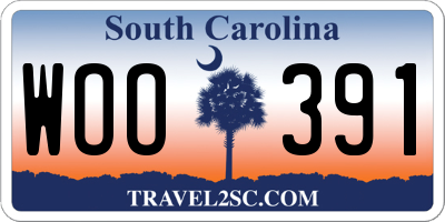 SC license plate WOO391