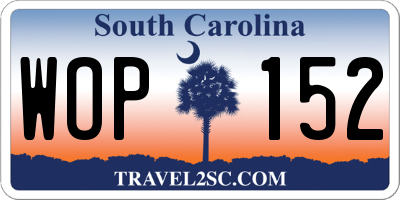 SC license plate WOP152