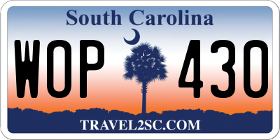 SC license plate WOP430