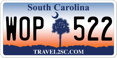 SC license plate WOP522