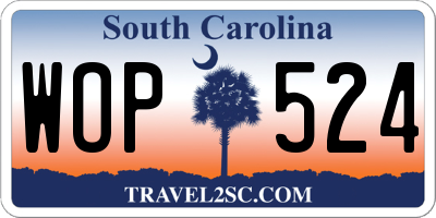 SC license plate WOP524