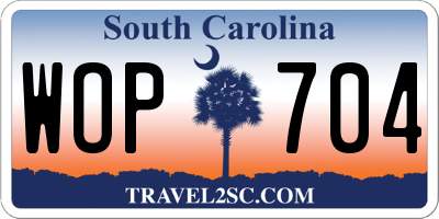 SC license plate WOP704