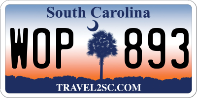 SC license plate WOP893