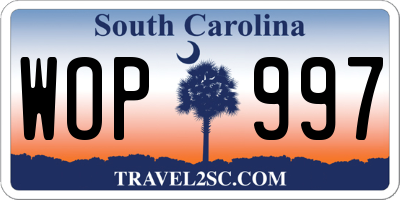 SC license plate WOP997