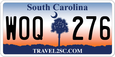 SC license plate WOQ276