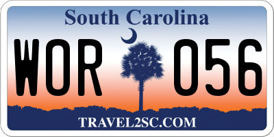 SC license plate WOR056