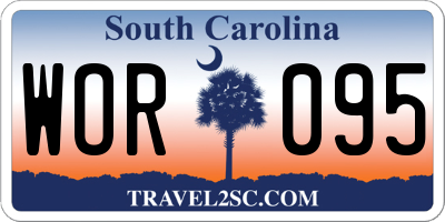 SC license plate WOR095