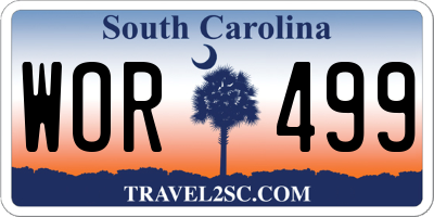 SC license plate WOR499