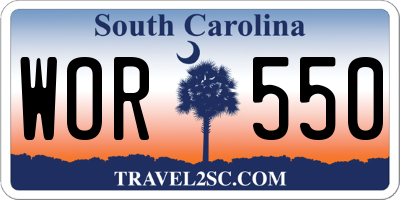 SC license plate WOR550