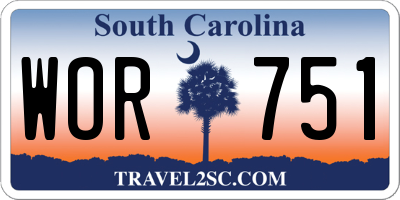 SC license plate WOR751