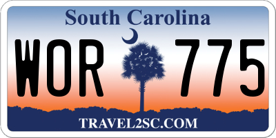 SC license plate WOR775