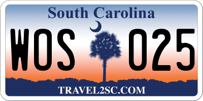 SC license plate WOS025