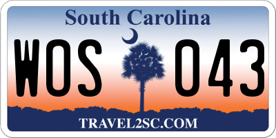 SC license plate WOS043