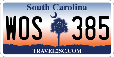 SC license plate WOS385