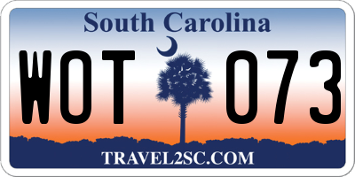 SC license plate WOT073
