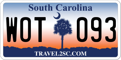 SC license plate WOT093