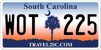 SC license plate WOT225
