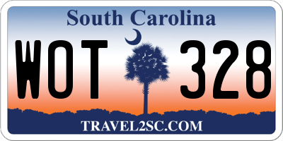 SC license plate WOT328