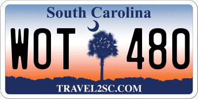 SC license plate WOT480