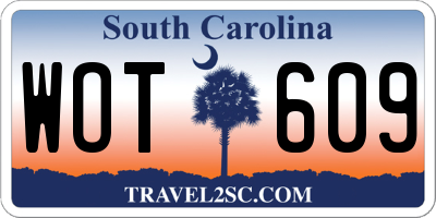 SC license plate WOT609
