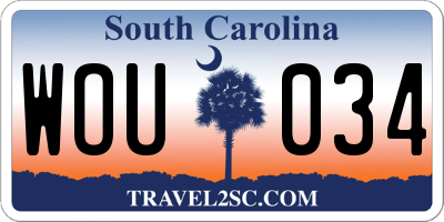 SC license plate WOU034