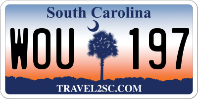 SC license plate WOU197