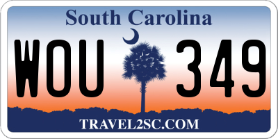 SC license plate WOU349