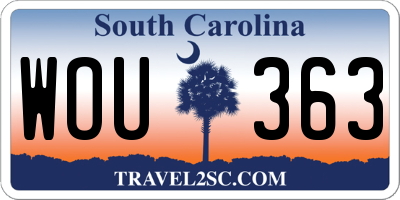 SC license plate WOU363