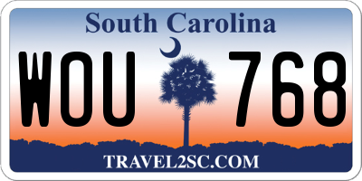 SC license plate WOU768