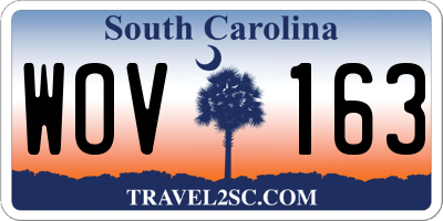 SC license plate WOV163