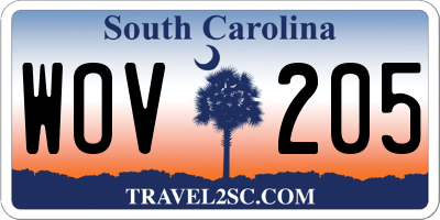 SC license plate WOV205
