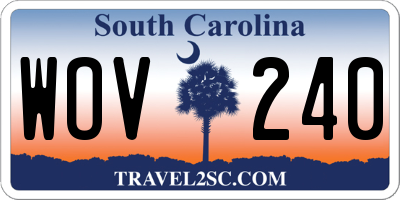 SC license plate WOV240
