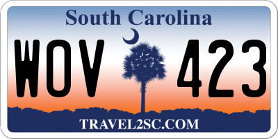 SC license plate WOV423