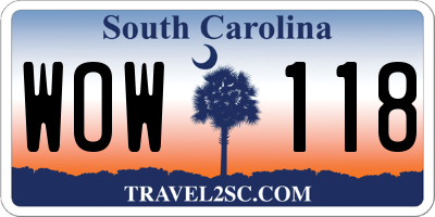 SC license plate WOW118