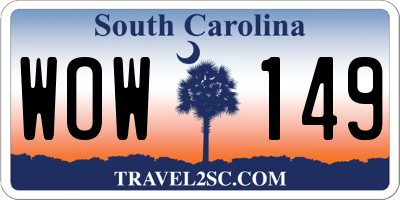 SC license plate WOW149