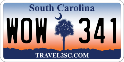 SC license plate WOW341