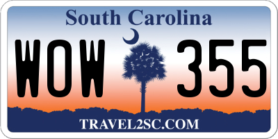 SC license plate WOW355