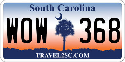 SC license plate WOW368