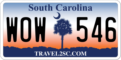 SC license plate WOW546