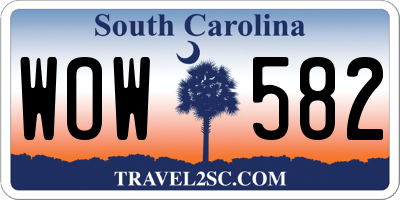 SC license plate WOW582